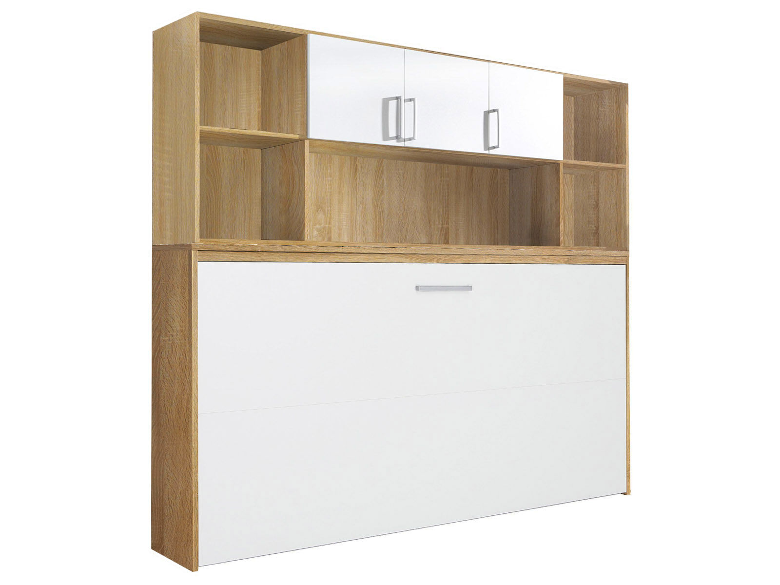 Lit escamotable ALBANO 90x200 cm sonoma/blanc avec surmeuble