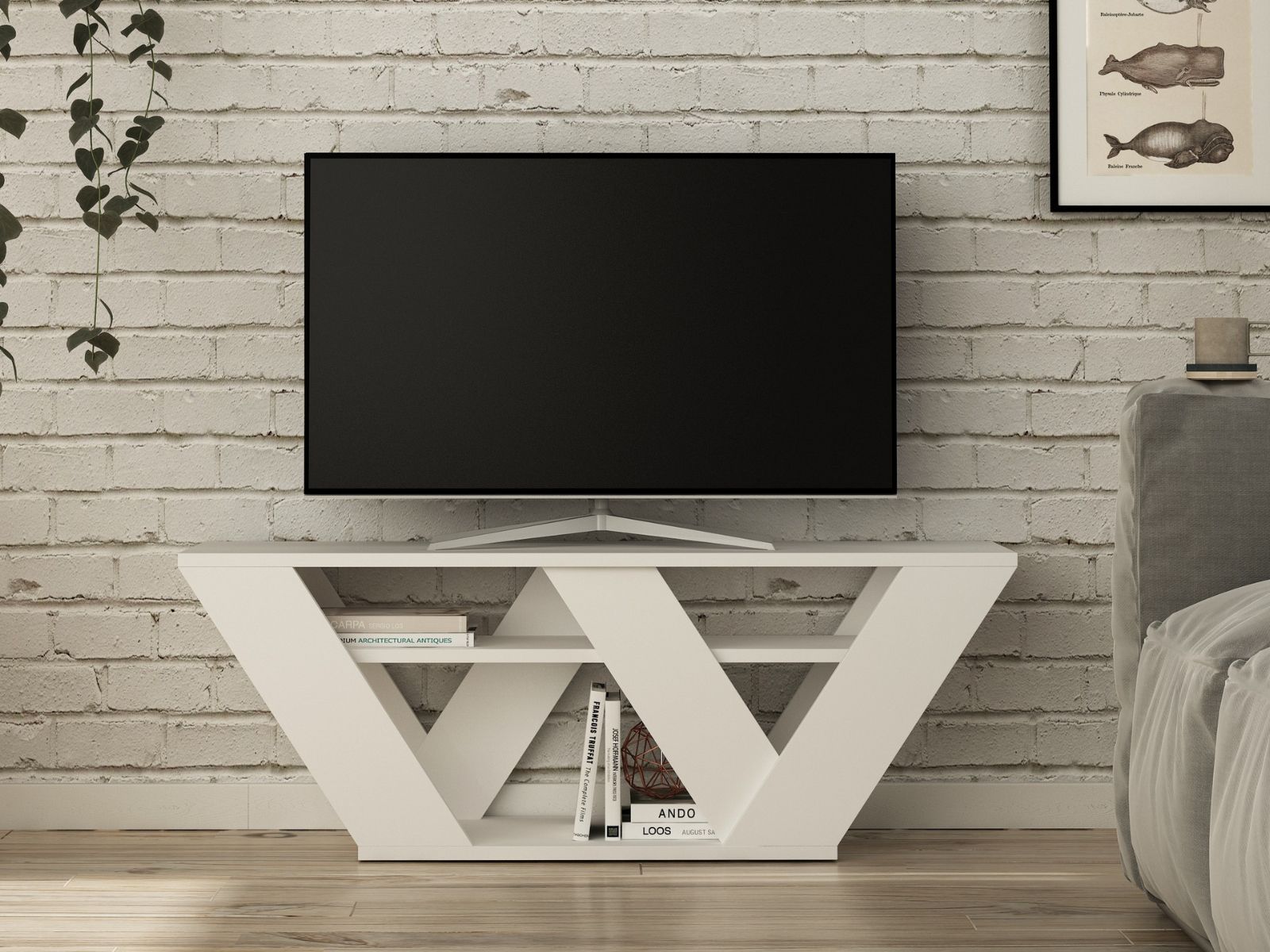 Meuble tv-hifi PIPO 110 cm blanc