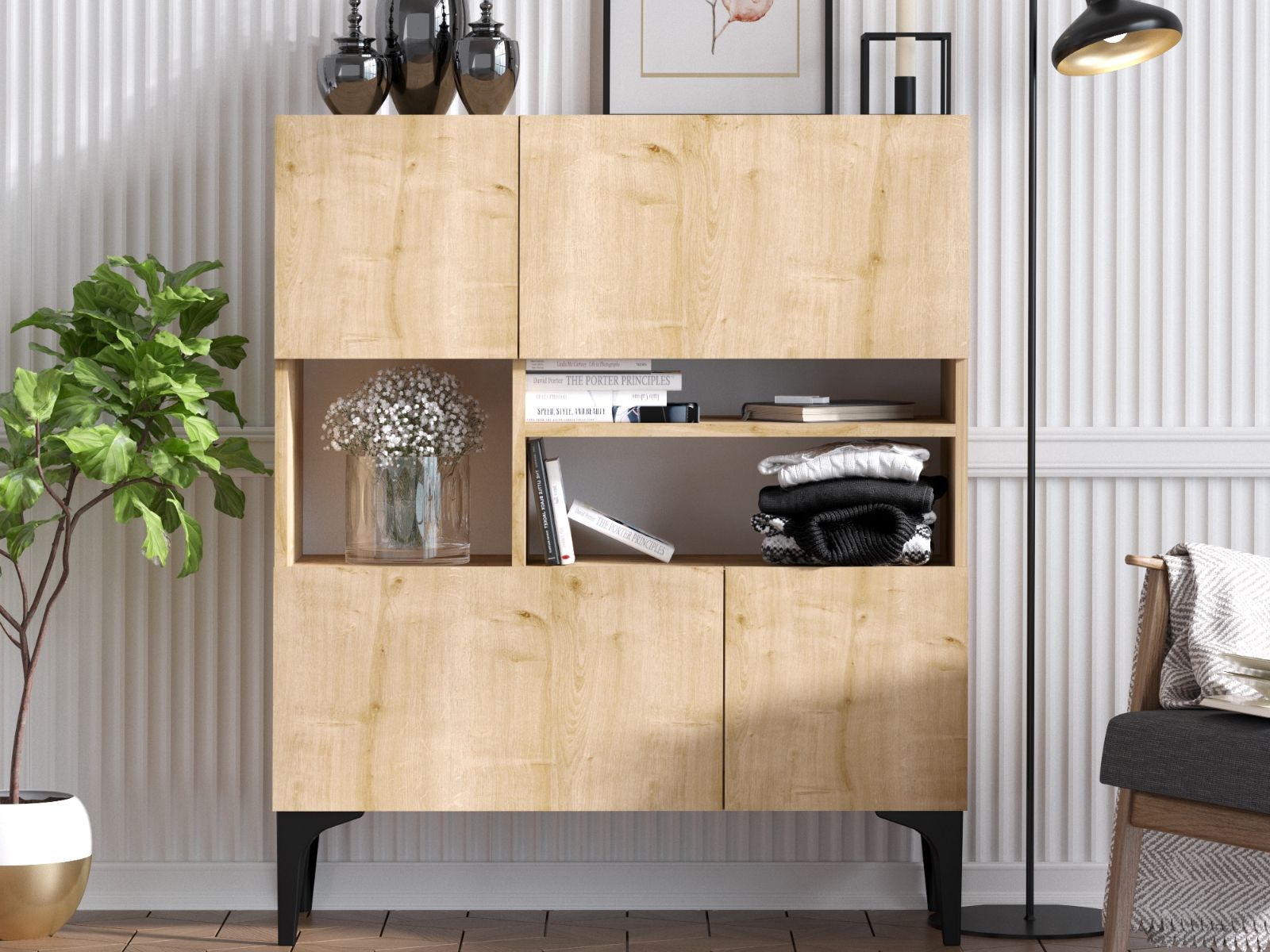 Commode HAWA 4 portes chêne saphire