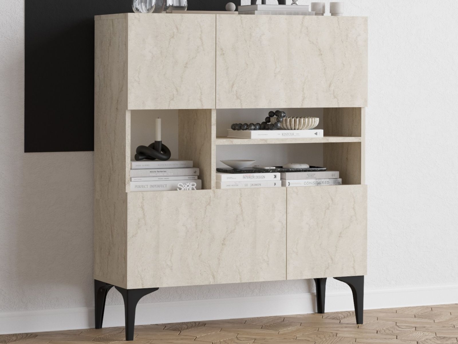 Commode HAWA 4 portes travertin