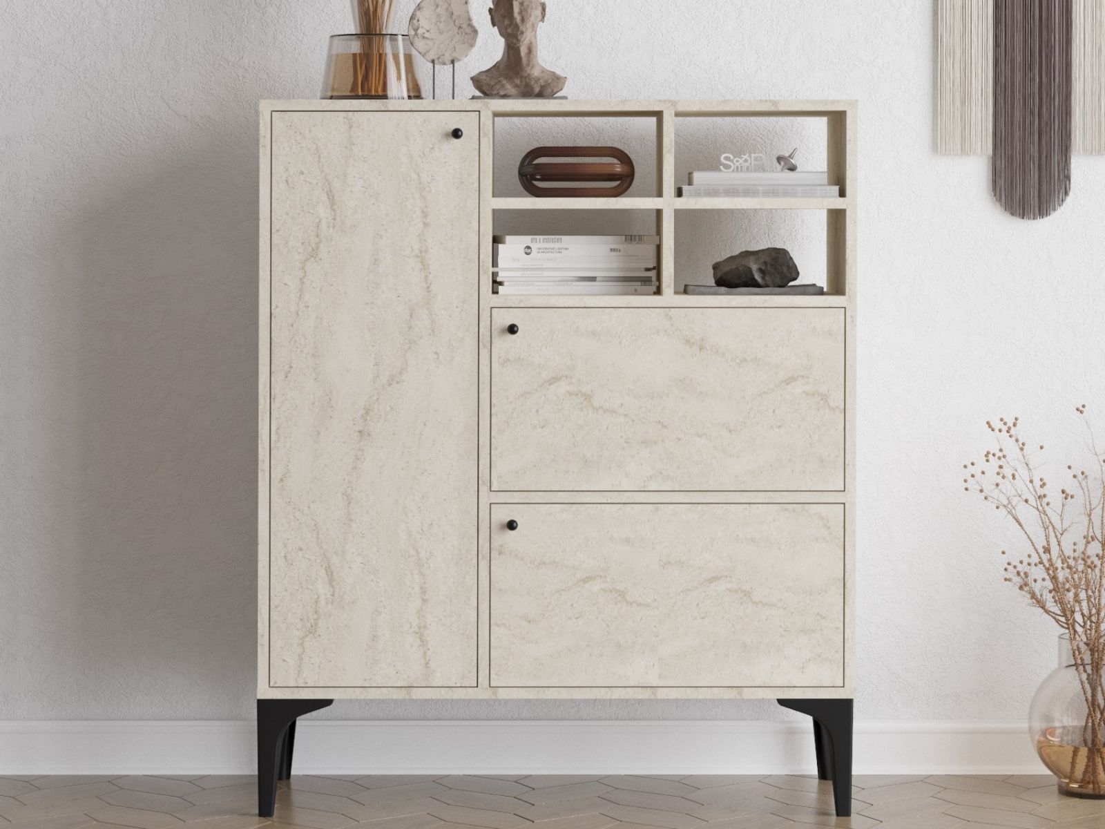 Commode HAWA 3 portes travertin