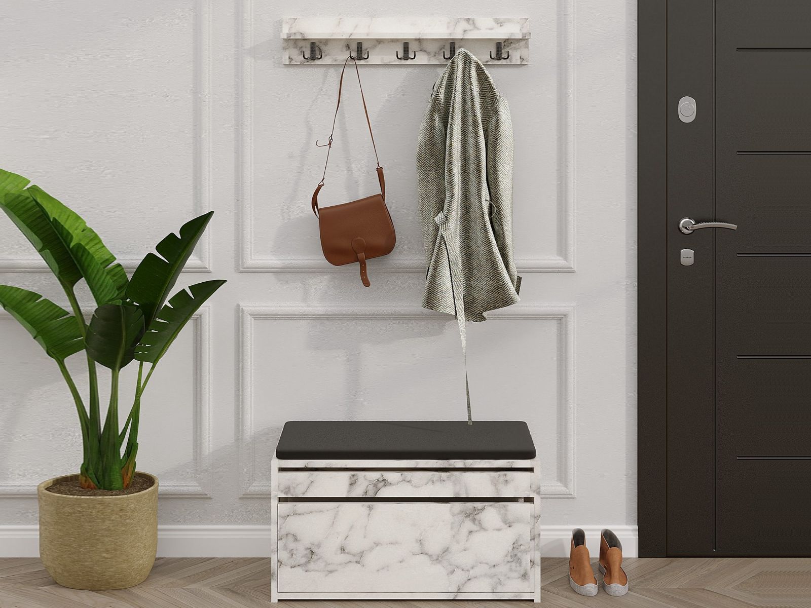 Vestiaire BOBETTE 1 porte battante marbre blanc