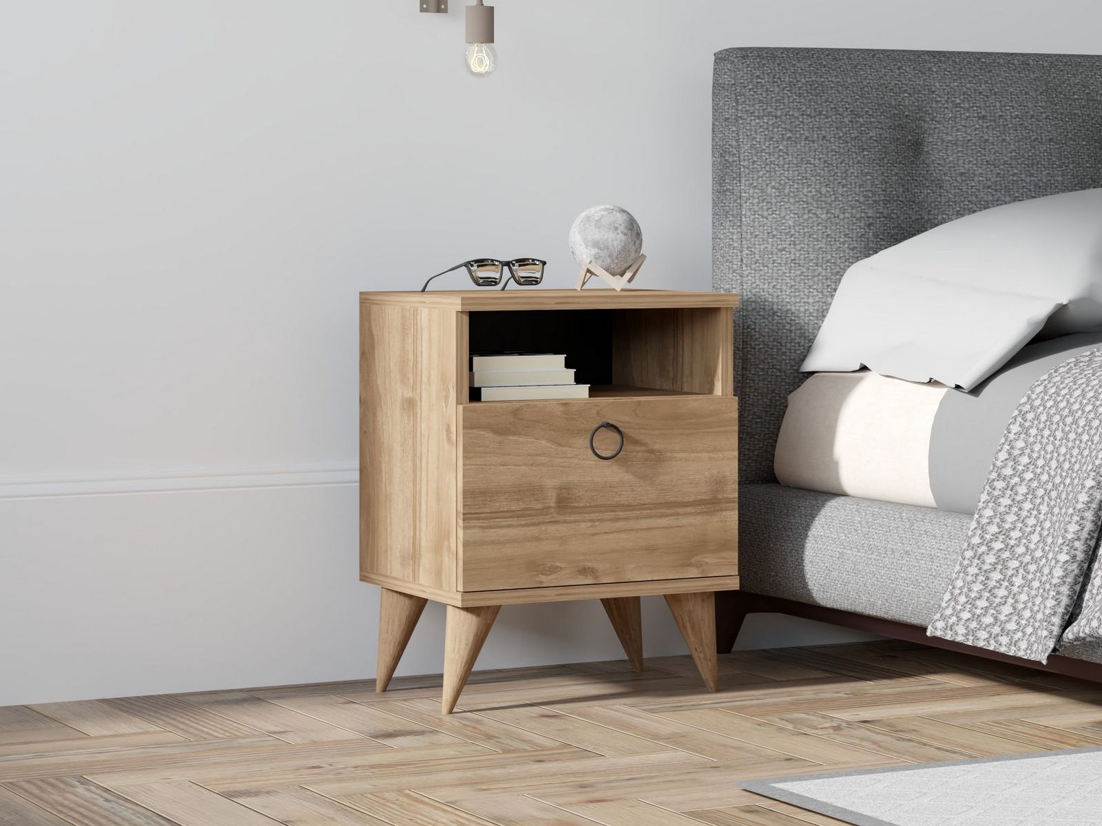 Chevet BRALON 1 porte noyer