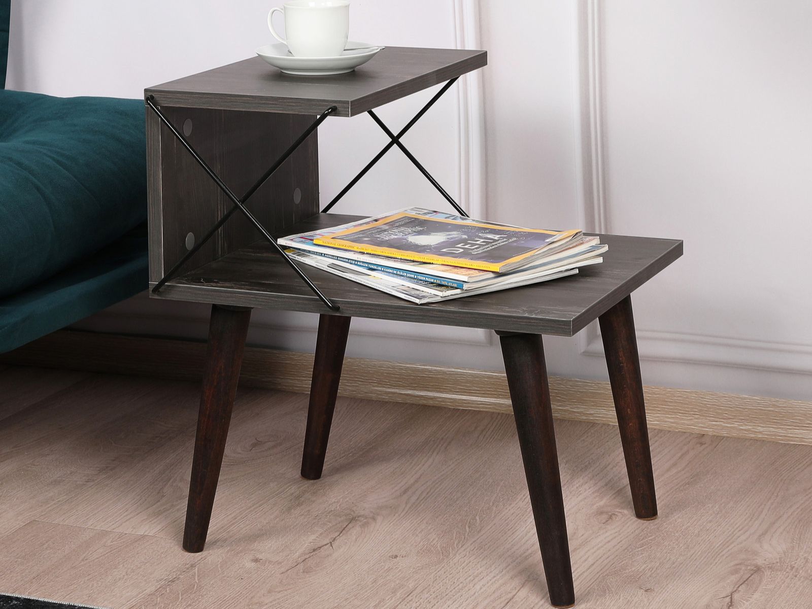 Table de chevet CROFT bois foncé