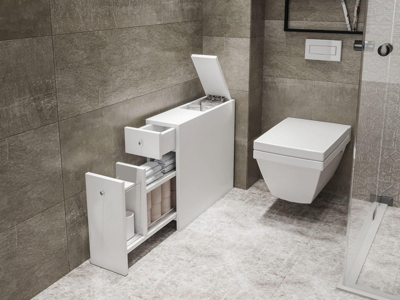 Armoire de toilette CARENCE 2 tiroirs blanc