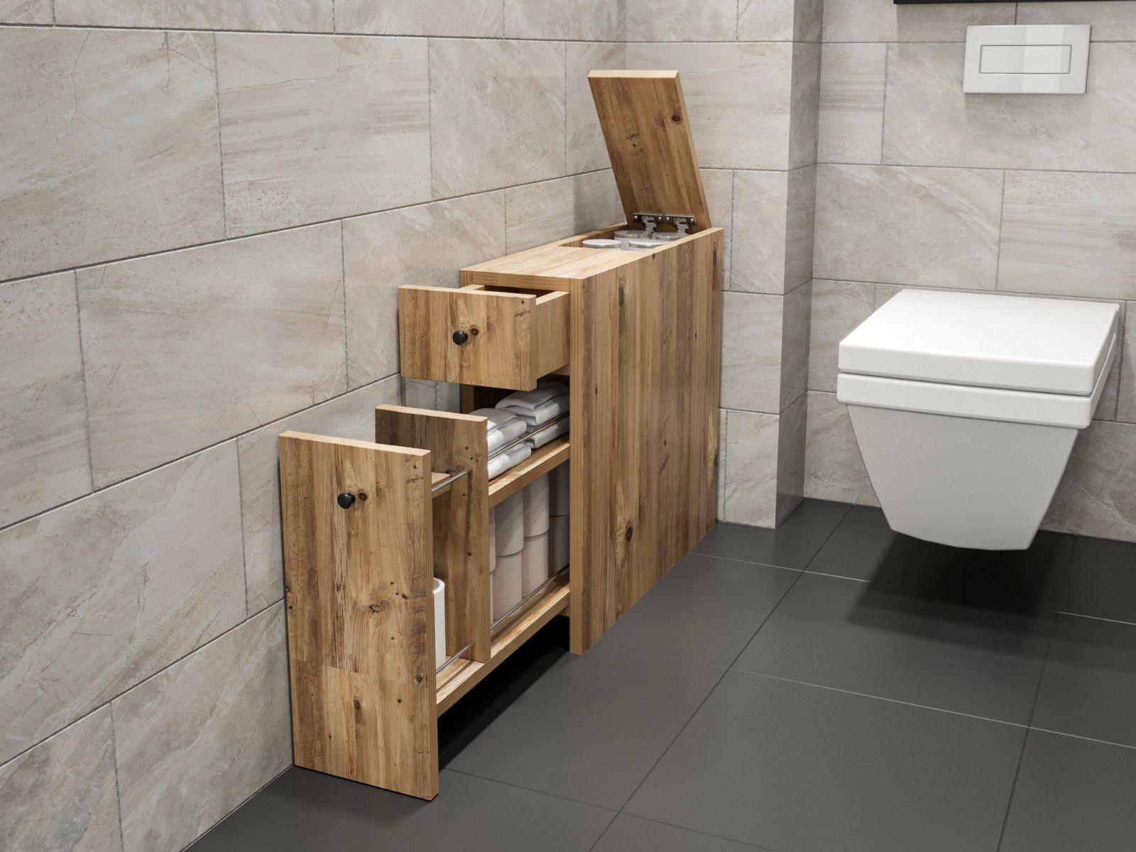 Armoire de toilette CARENCE 2 tiroirs chêne