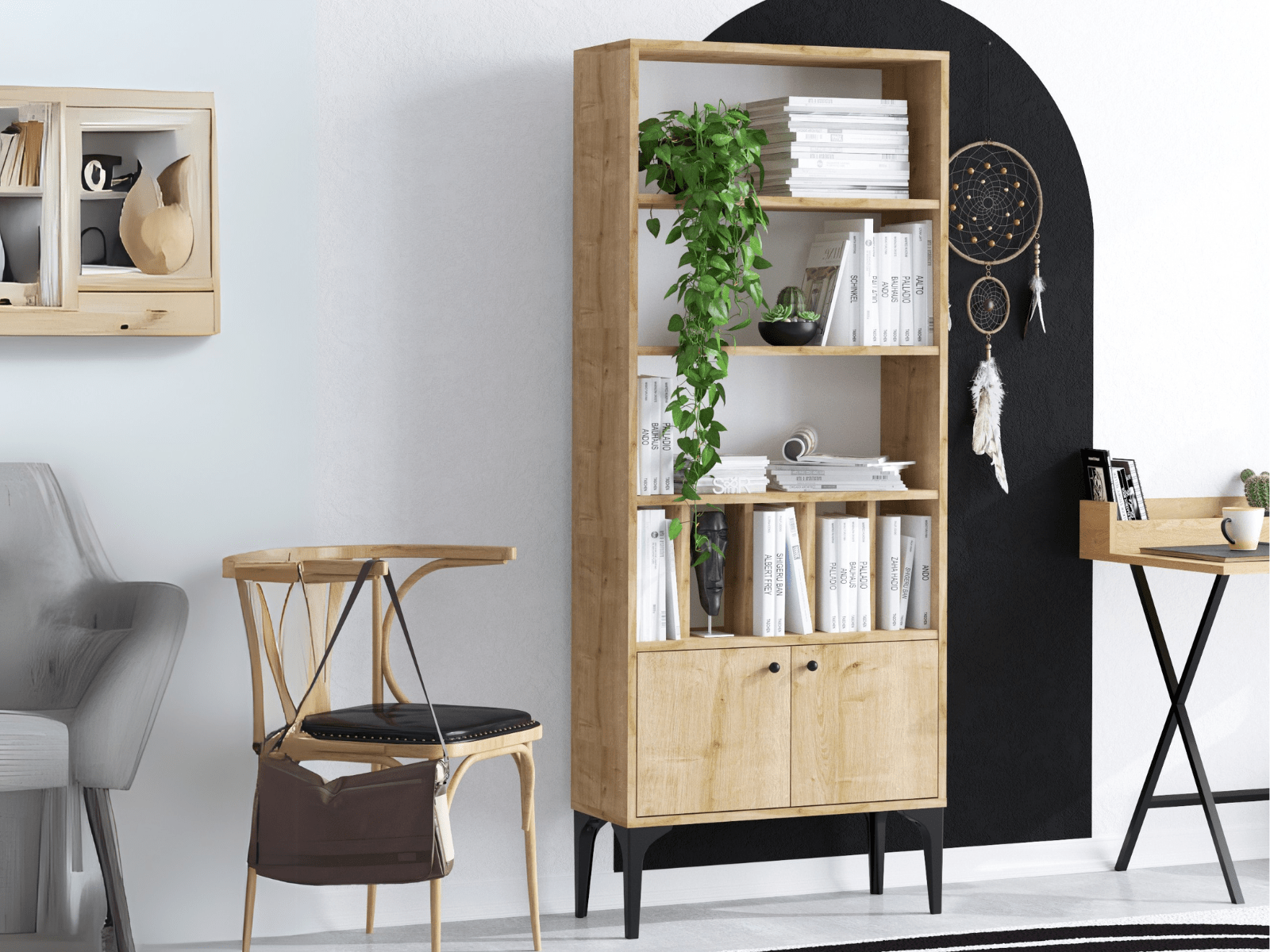 Bibliothèque POLLUNA 2 portes chêne sapphire