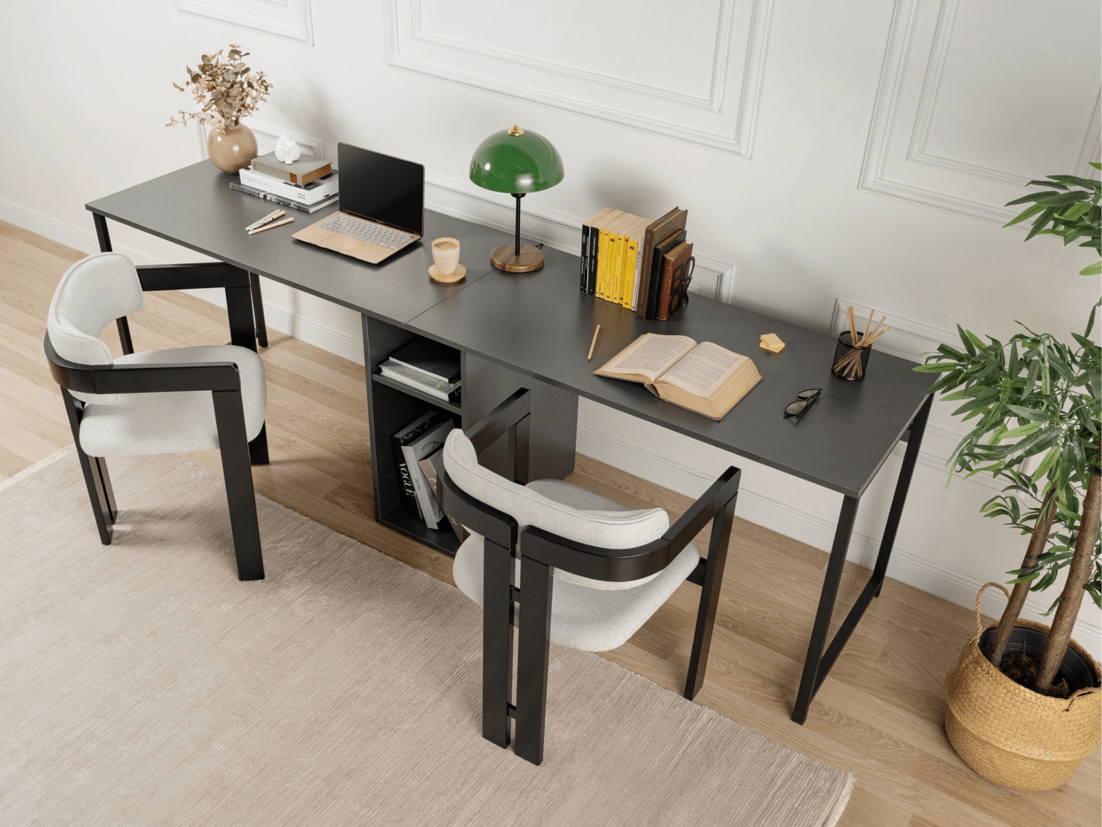 Bureau 2 personnes TWINNA 240 cm anthracite/noir