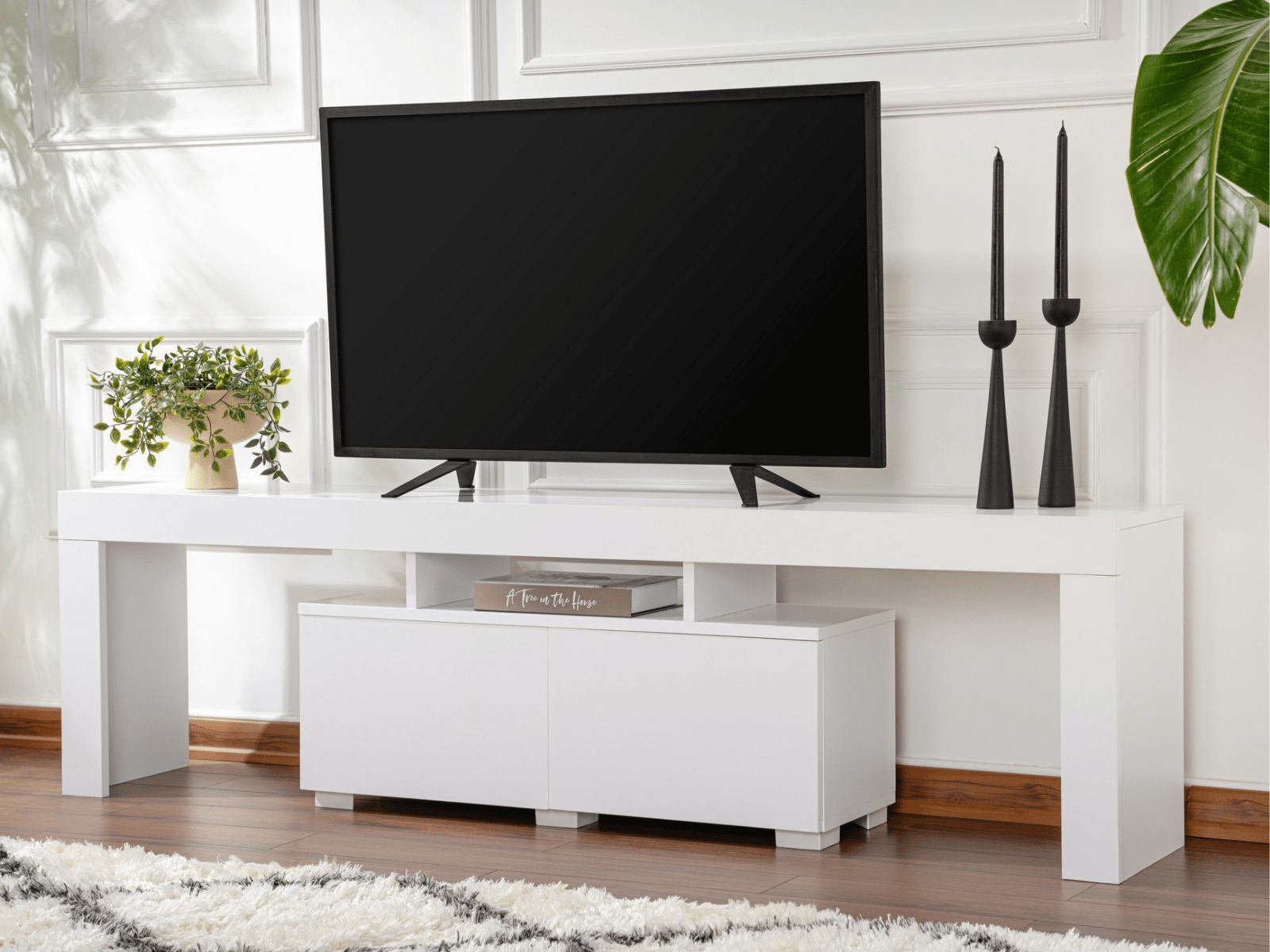 Meuble tv-hifi ELORA 2 portes blanc
