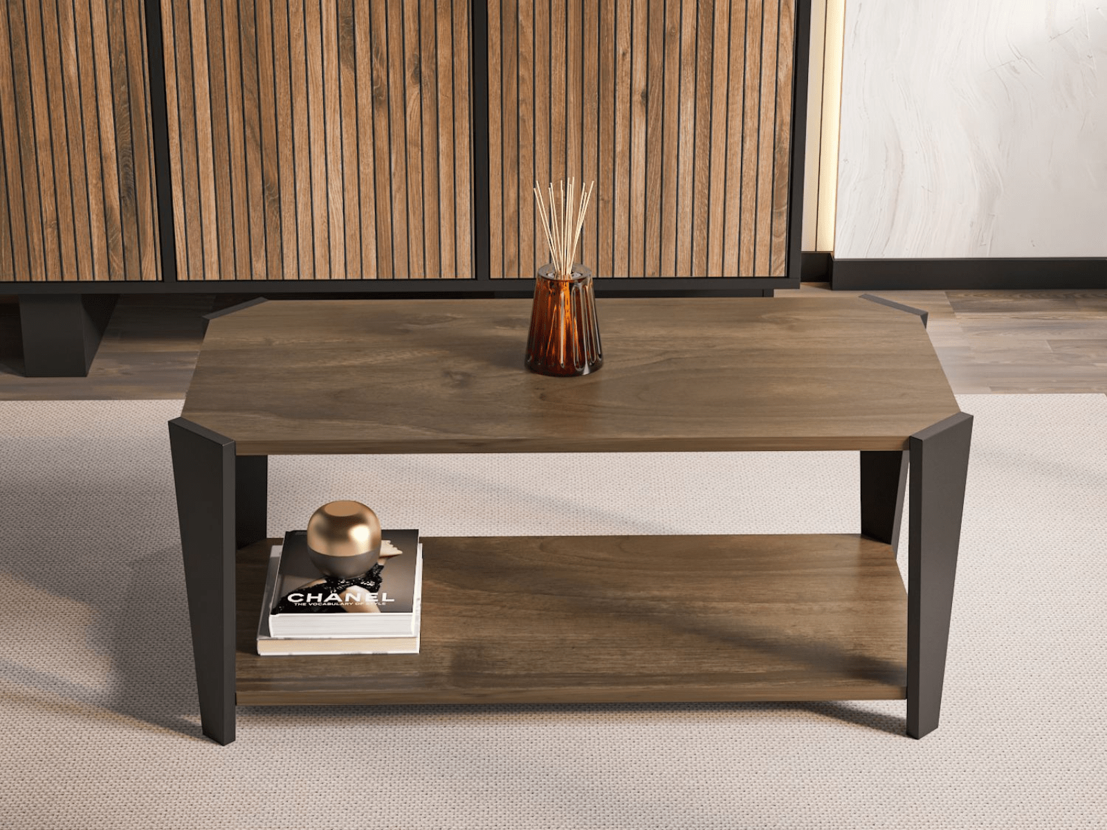 Table basse MONACAL 91 cm noyer/noir