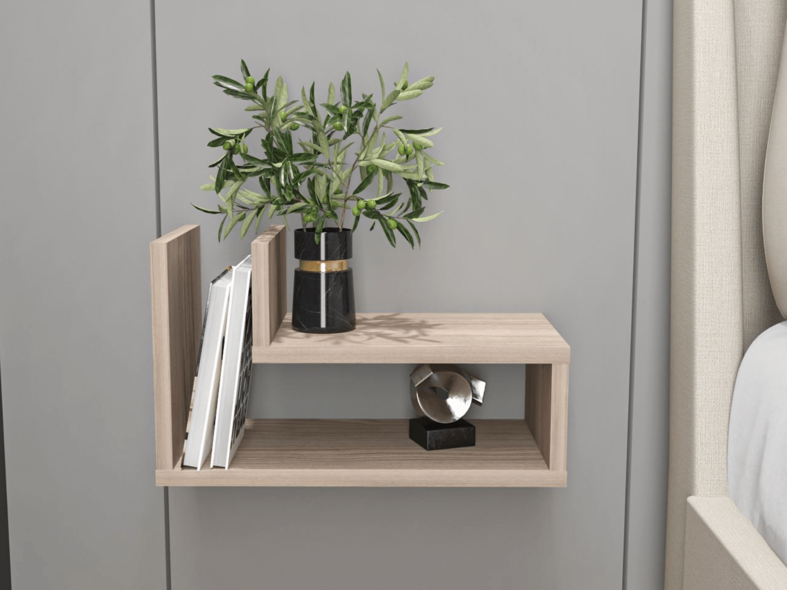 Chevet suspendu LARAGON chêne clair