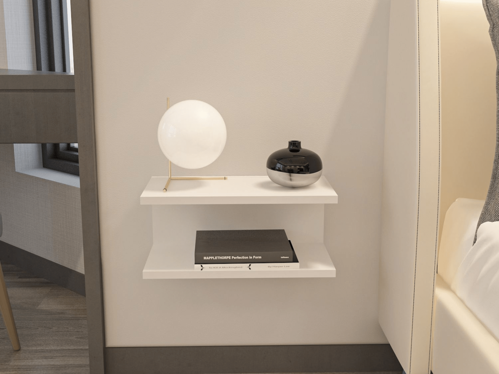 Chevet suspendu RAMEN 45 cm blanc