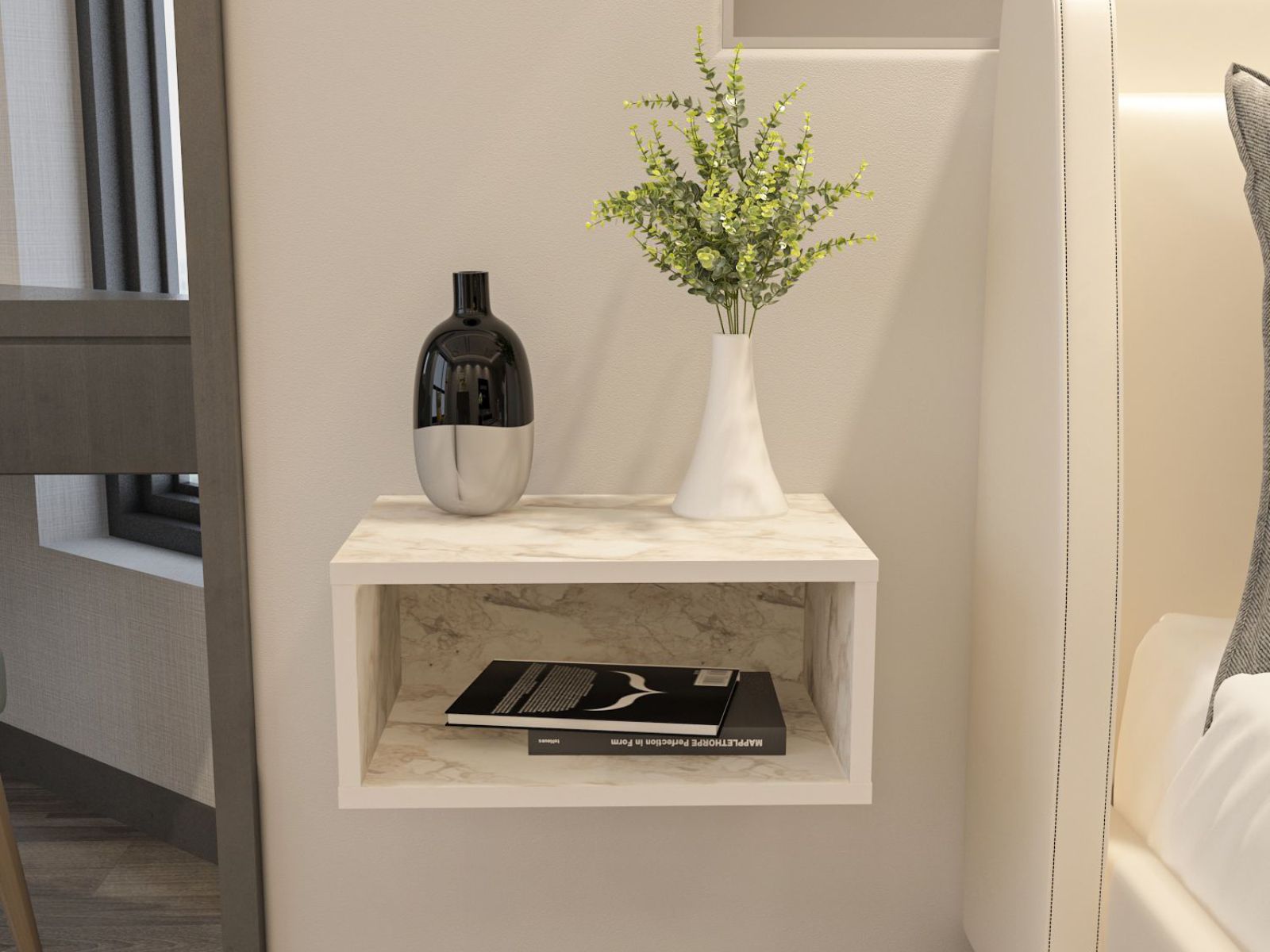 Chevet suspendu DOREX marbre blanc