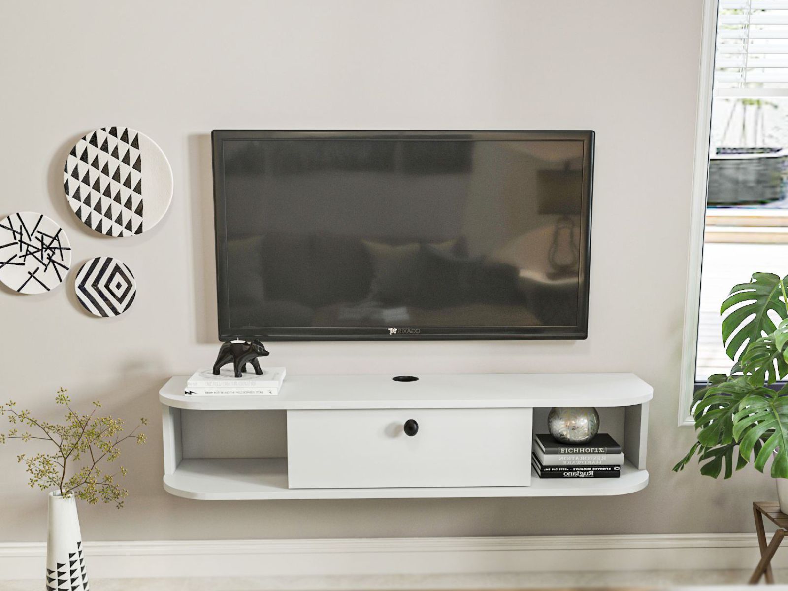 Meuble tv-hifi IBARAK 1 porte blanc