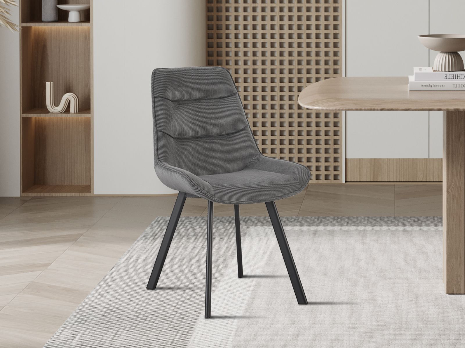 Chaise MELY velours côtelé gris