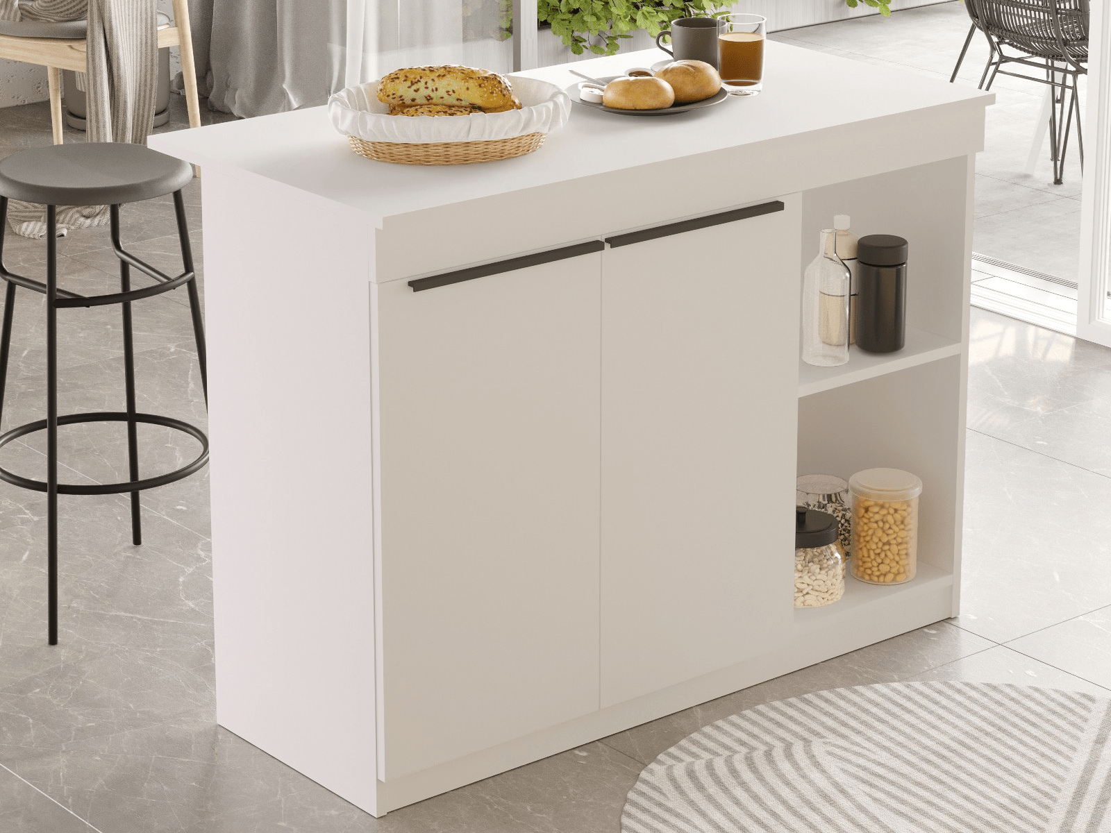 Îlot de cuisine ORTELLI 120 cm blanc