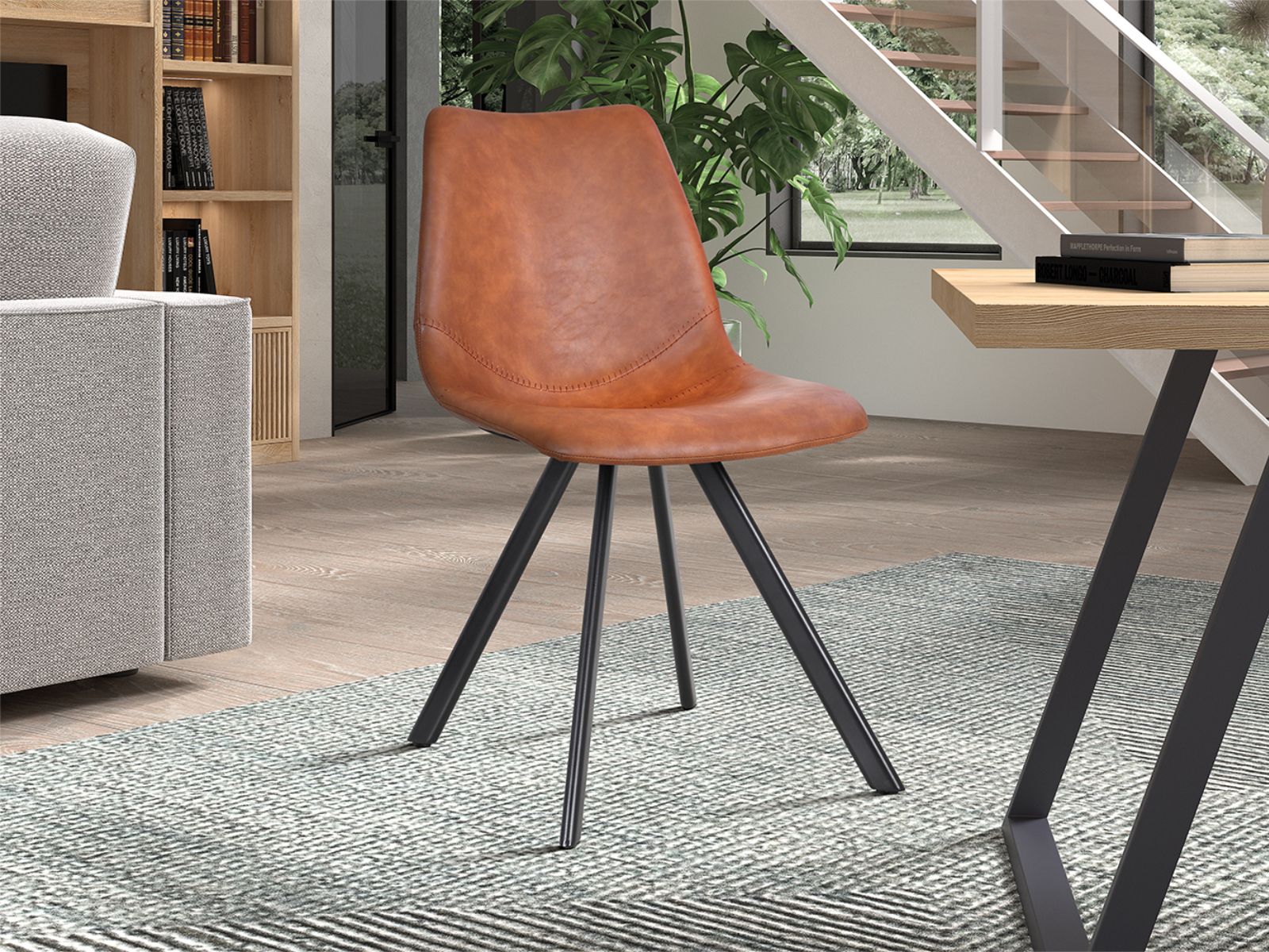 Chaise moderne YUKA cognac