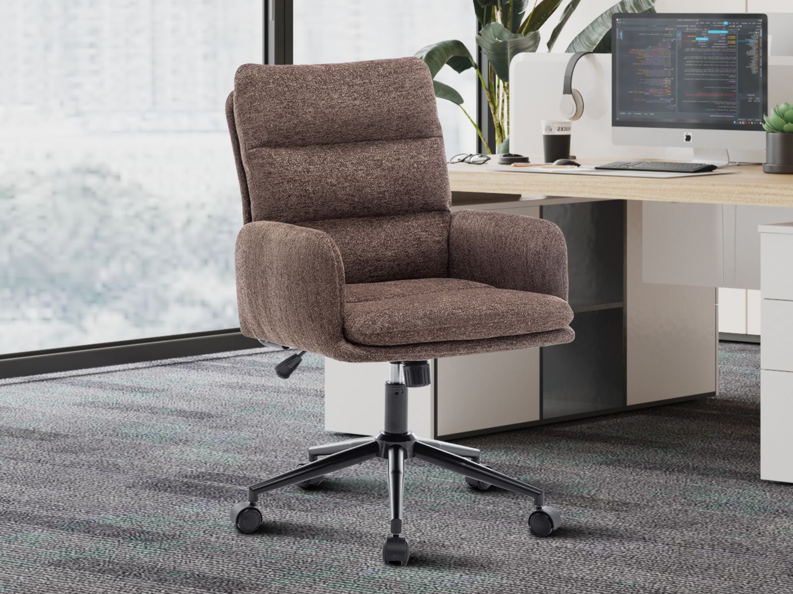 Chaise de bureau AIMONS tissu raven brun