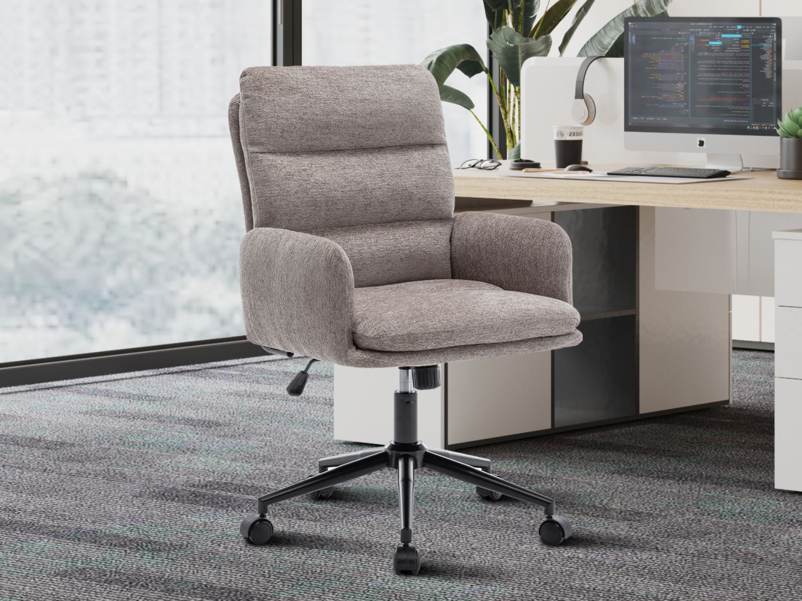 Chaise de bureau AIMONS tissu raven sable