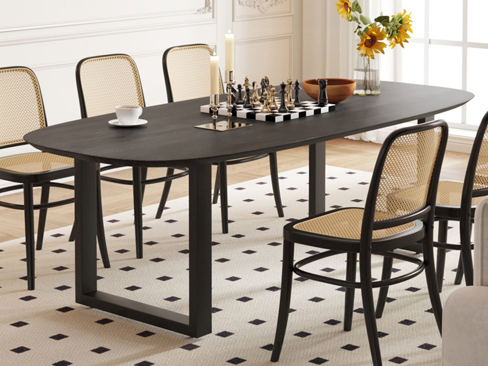 Table repas TALLY 220 cm mangolia noir
