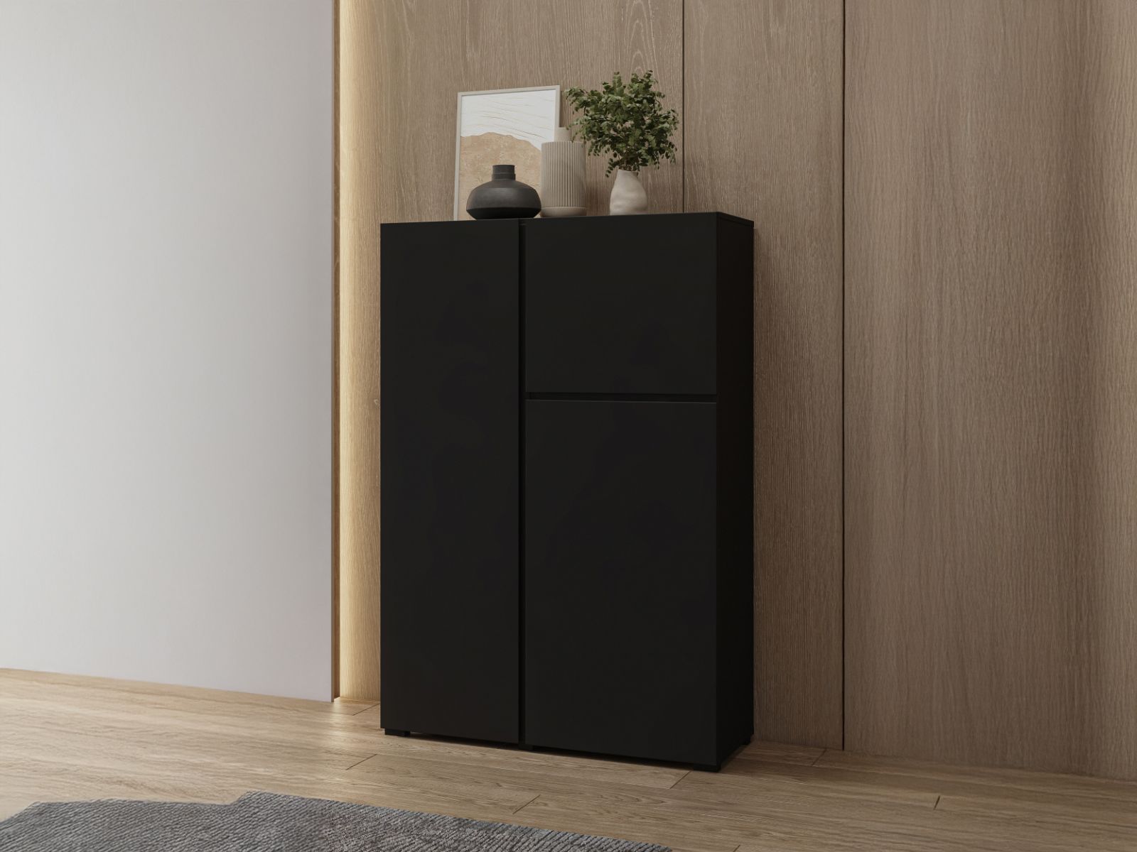 Commode ASYMI 3 portes noir