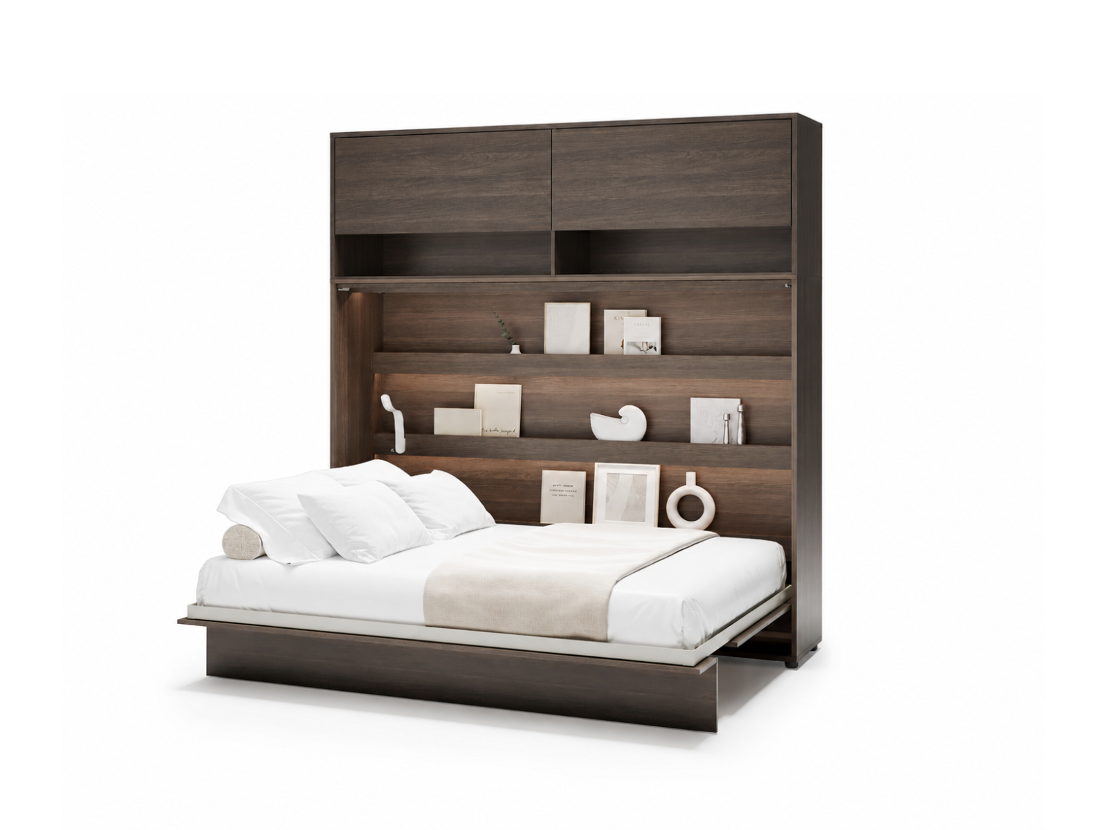 Lit mural escamotable CONCEPTION PRO 140x200 cm chêne dunin (horizontal) avec surmeuble et matelas