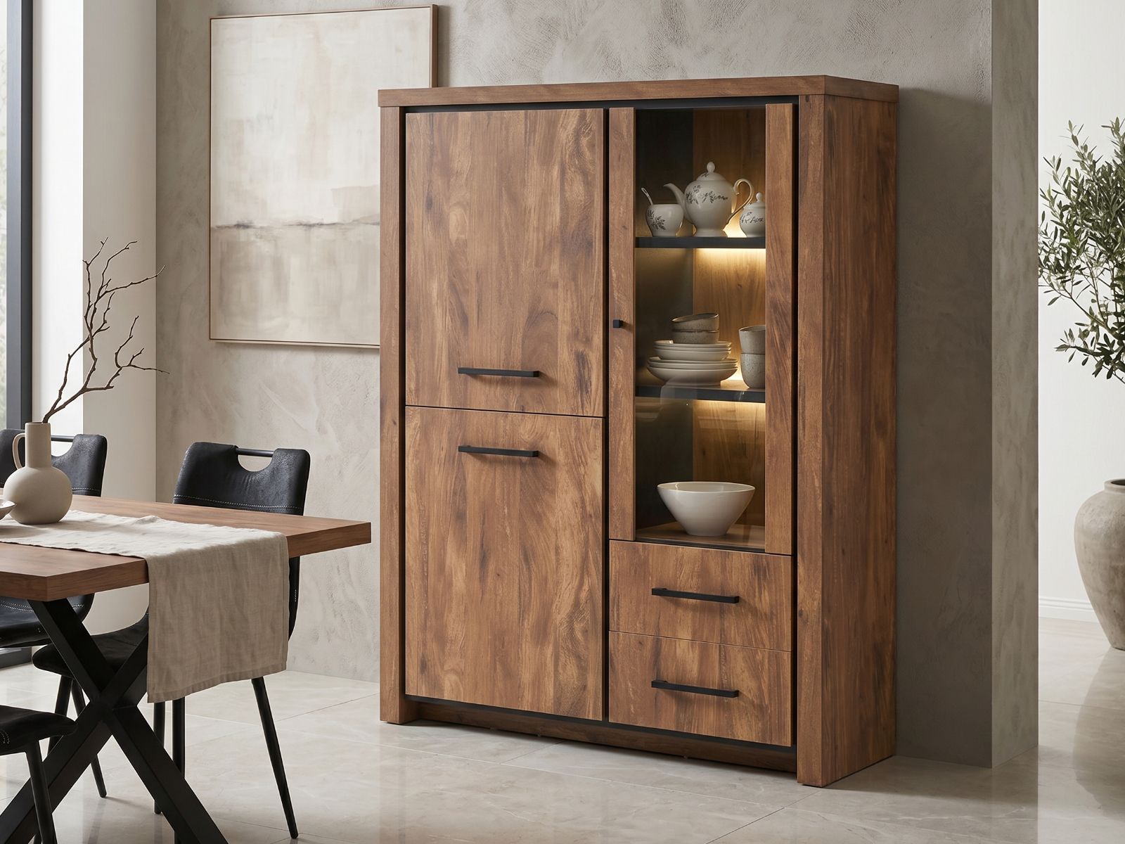 Bar ENZO 3 portes 2 tiroirs acacia