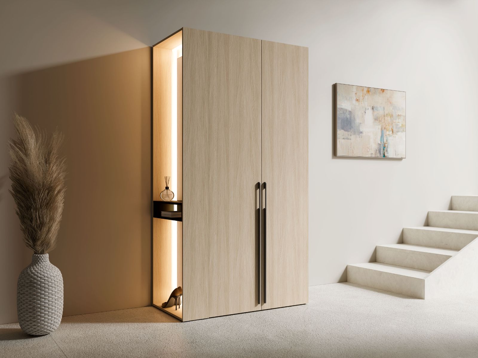 Armoire BORSALINO 2 portes avec miroir et led