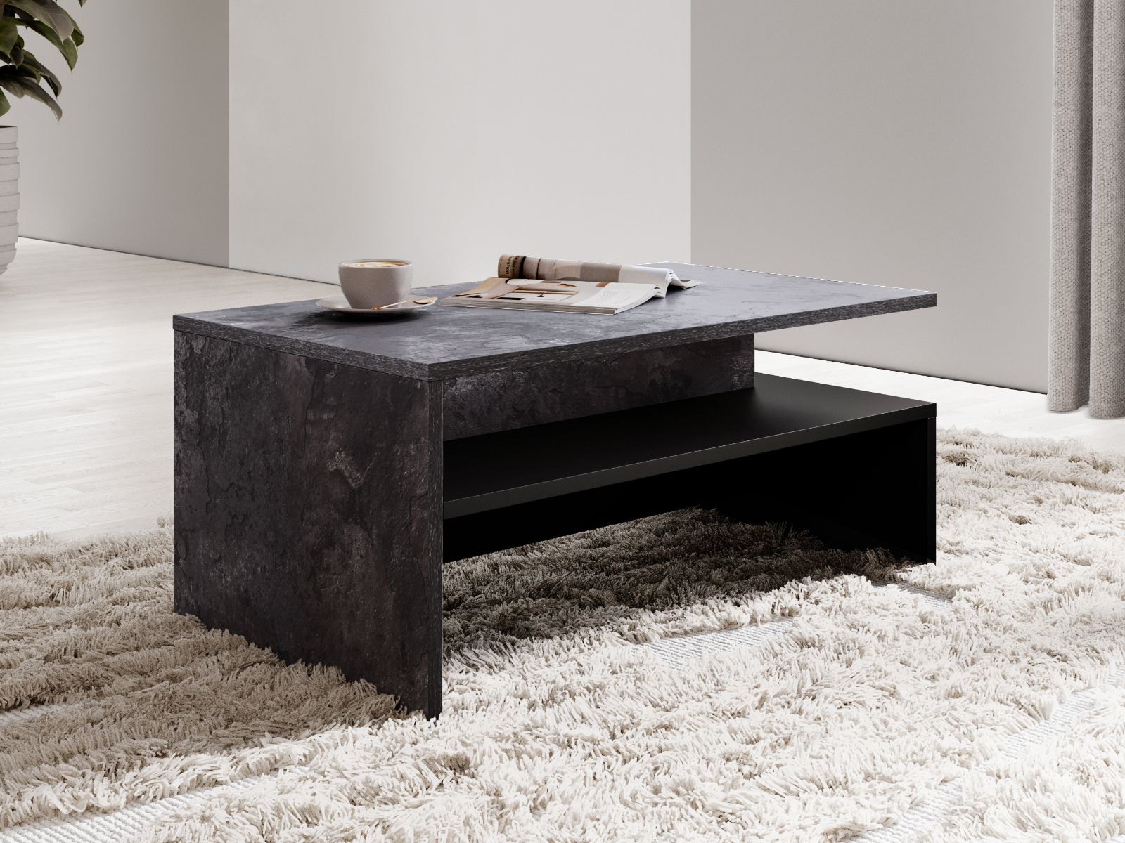 Table basse BABEL ardoise colorée/noir