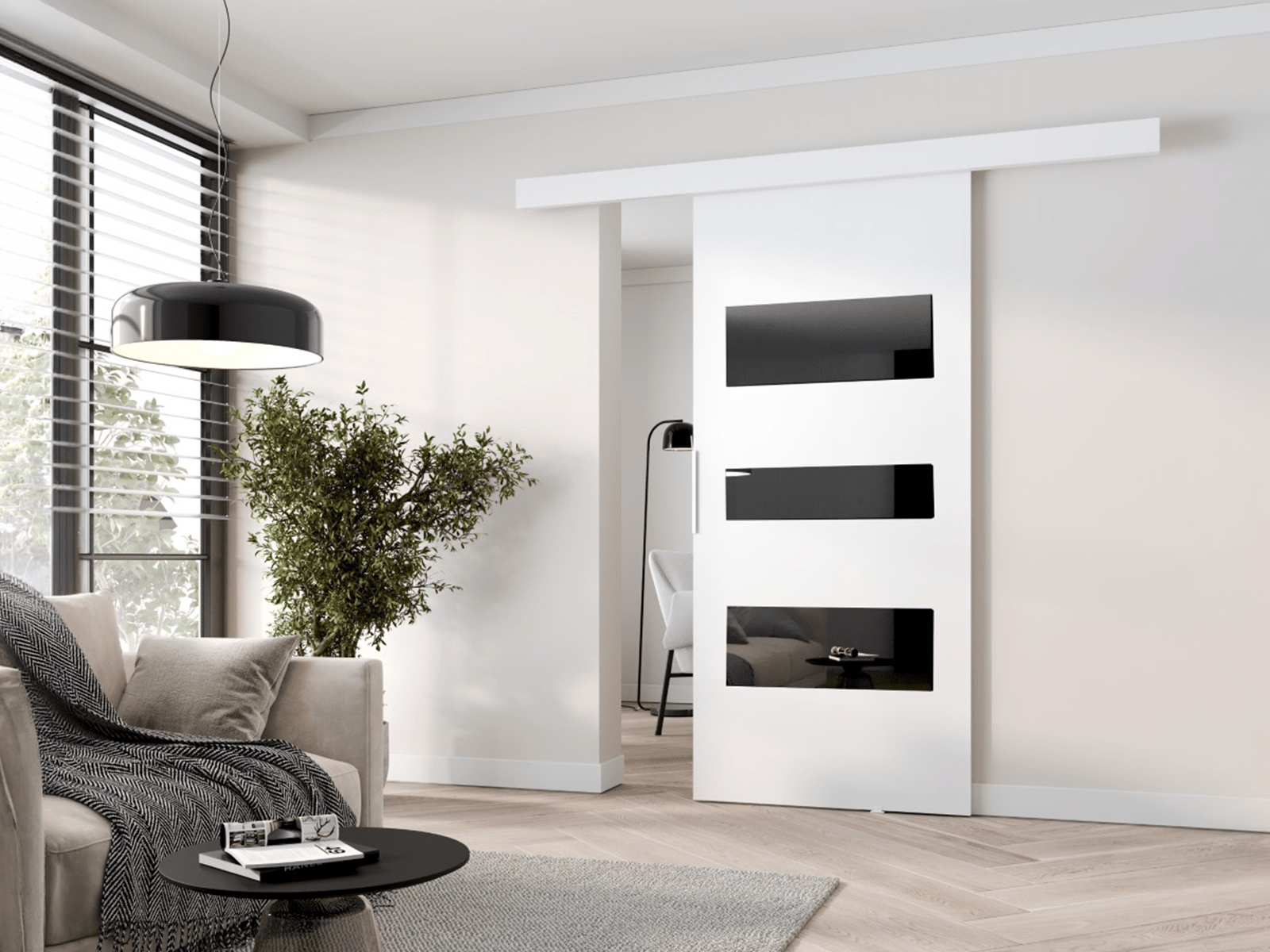 Porte coulissante CORWEL 106 cm blanc