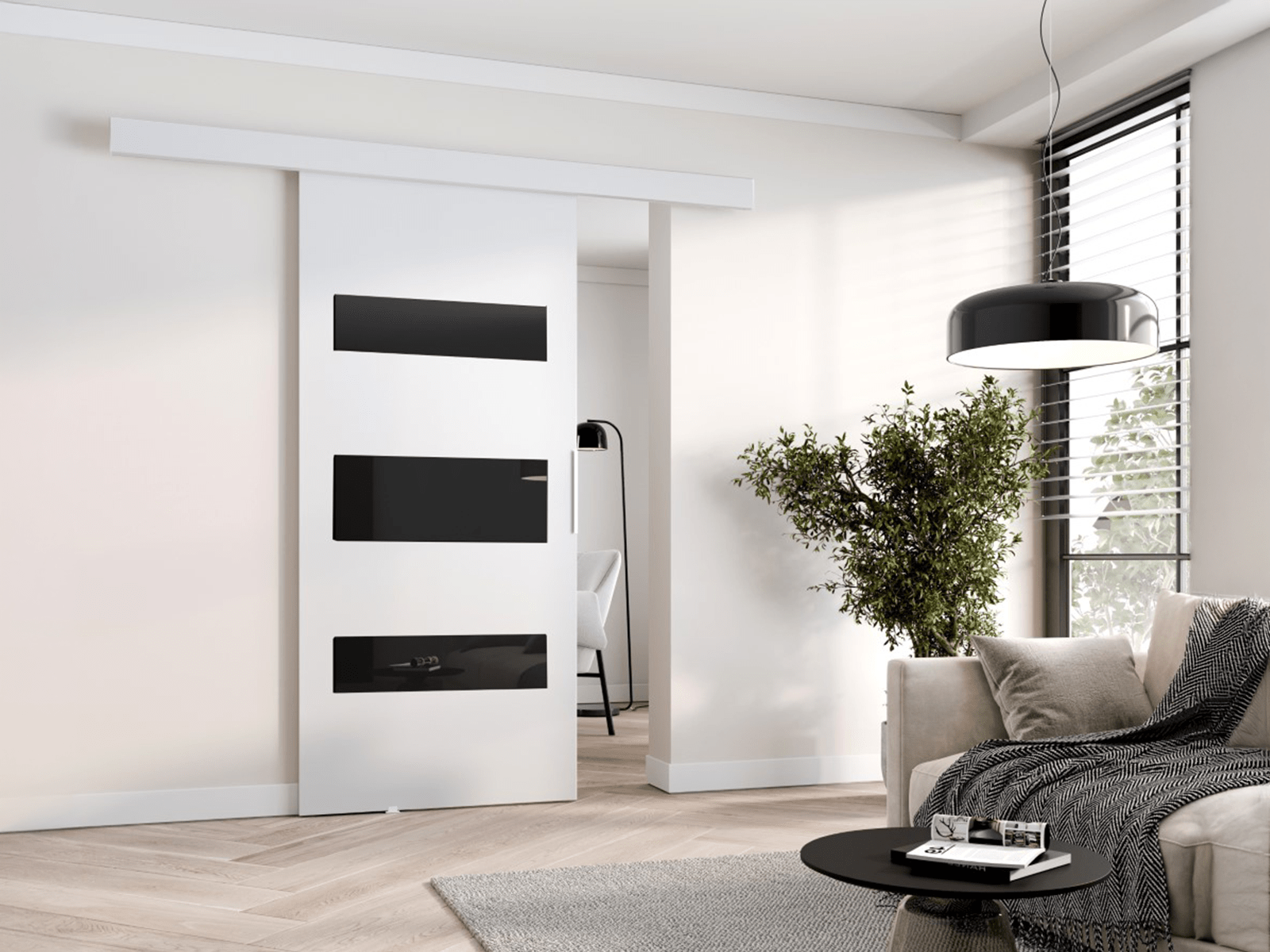 Porte coulissante COLLEEN 96 cm blanc