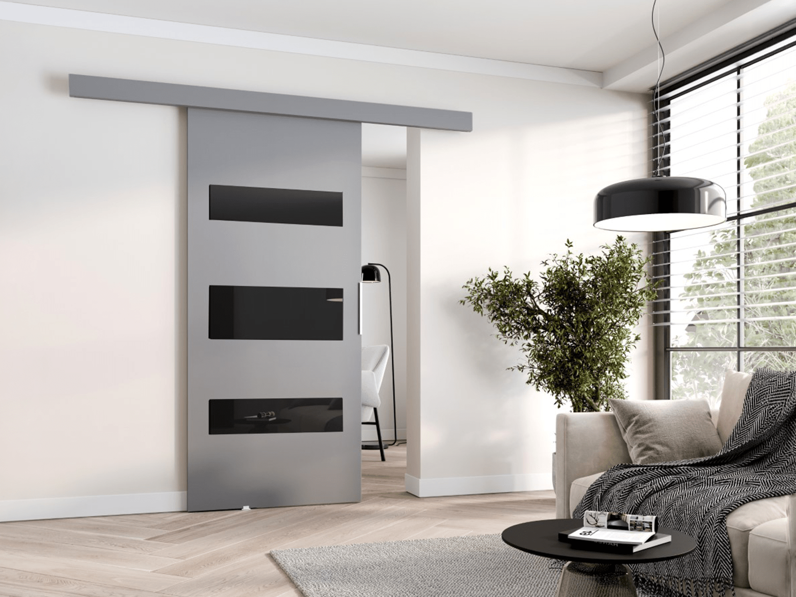 Porte coulissante COLLEEN 96 cm gris