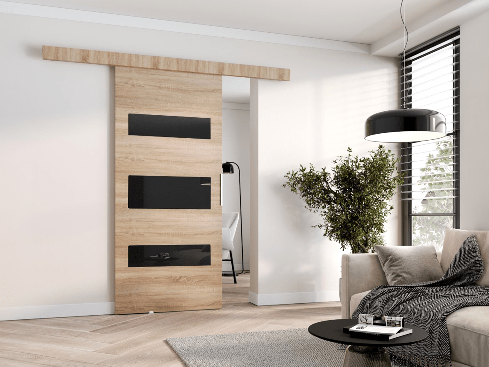 Porte coulissante COLLEEN 86 cm sonoma