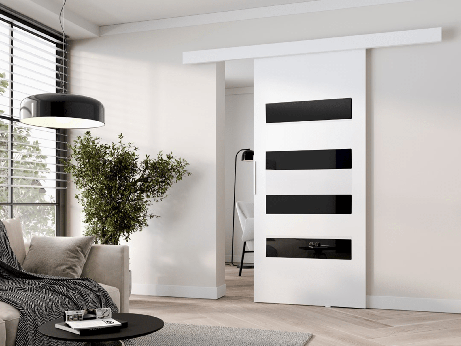 Porte coulissante CLAUDINE 86 cm blanc