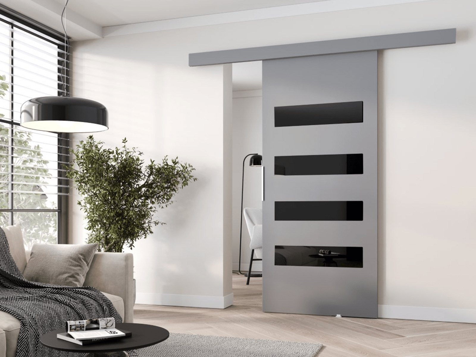 Porte coulissante CLAUDINE 76 cm gris
