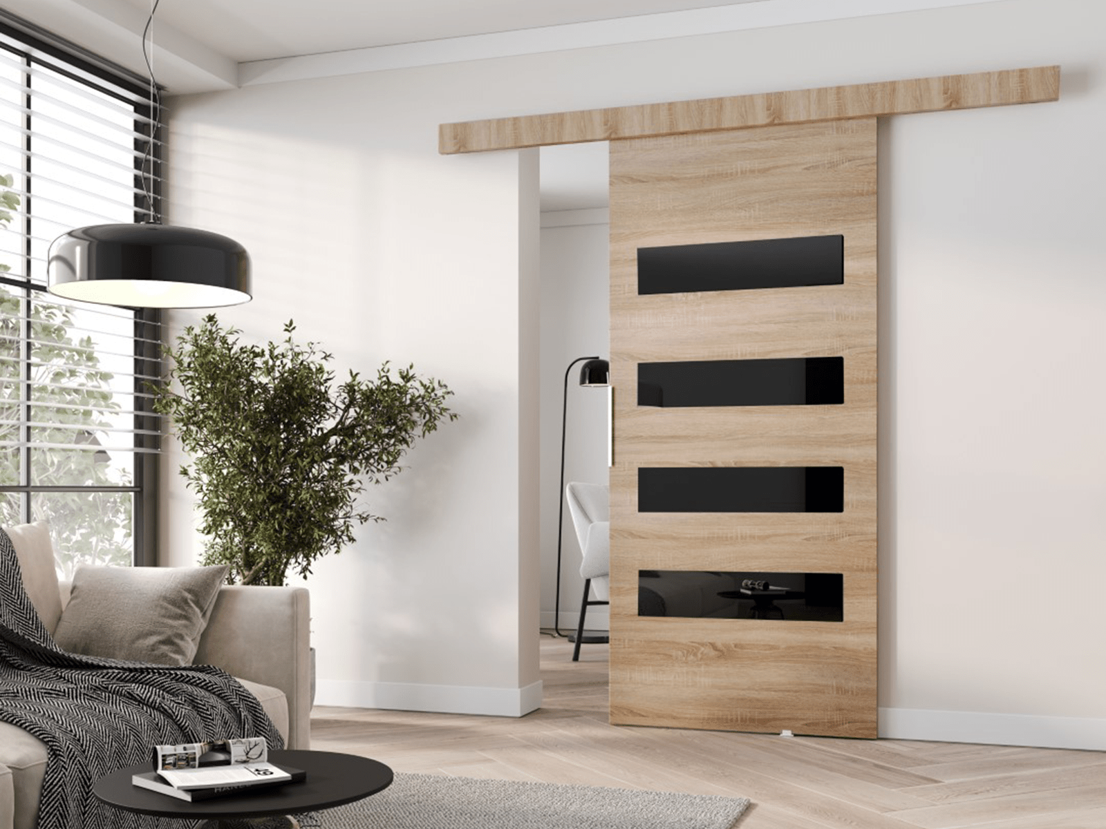 Porte coulissante CLAUDINE 86 cm sonoma