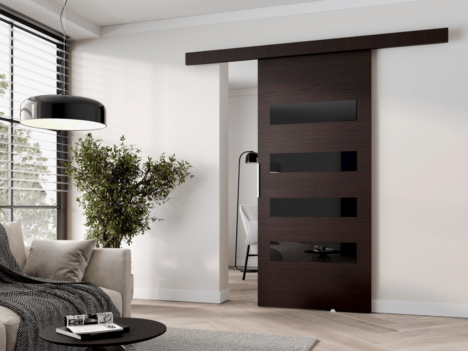 Porte coulissante CLAUDINE 86 cm wengué