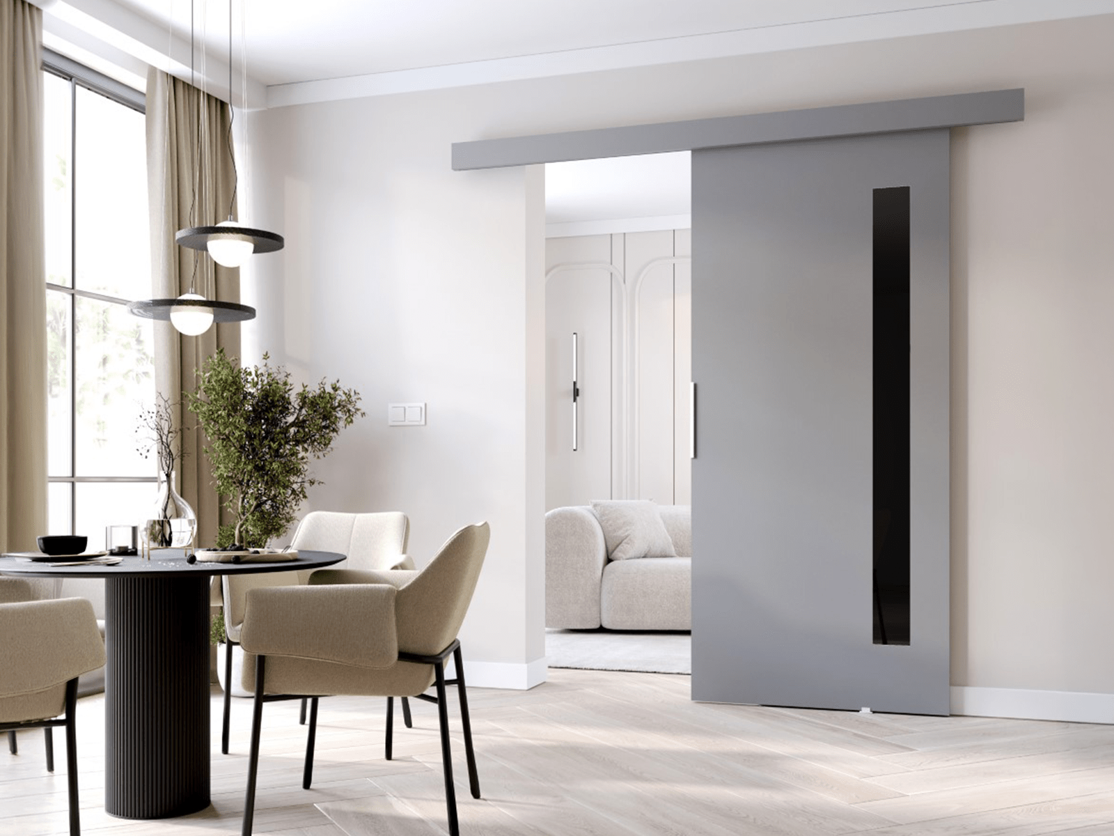 Porte coulissante CLUNOA 96 cm gris