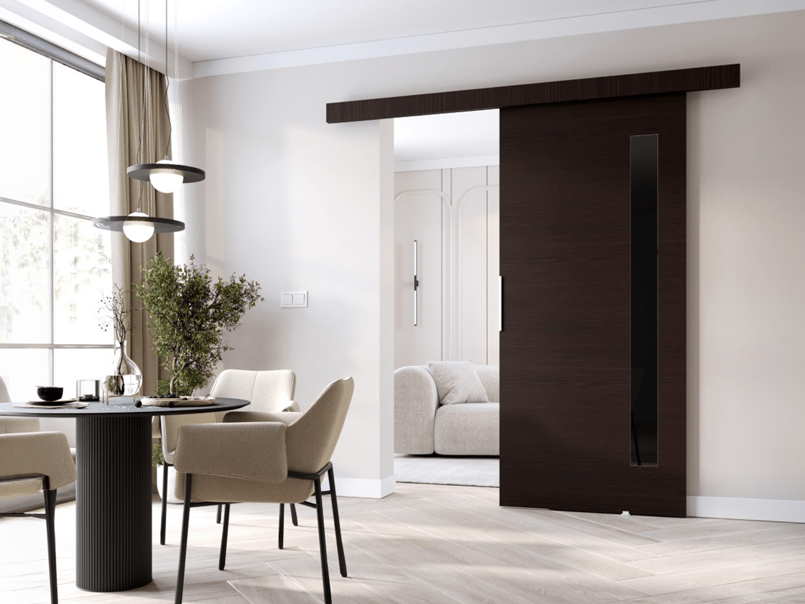 Porte coulissante CLUNOA 96 cm wengué