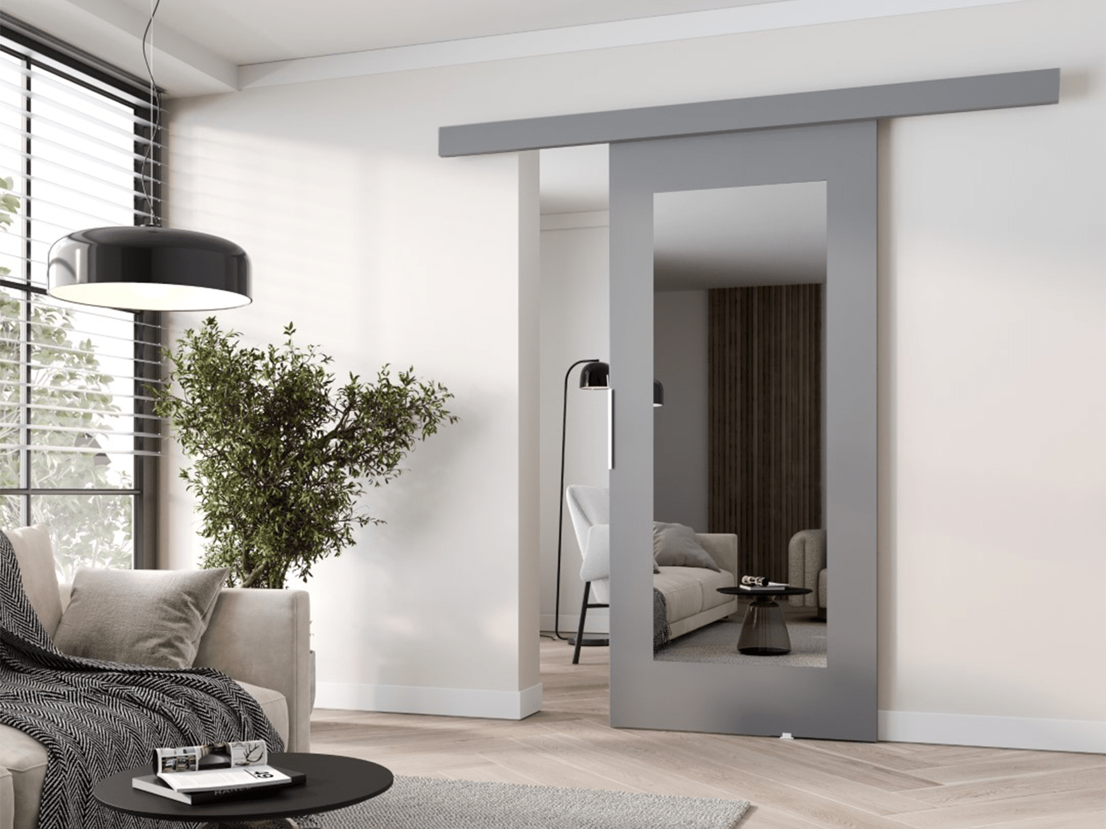 Porte coulissante CLAUDETTE 106 cm gris