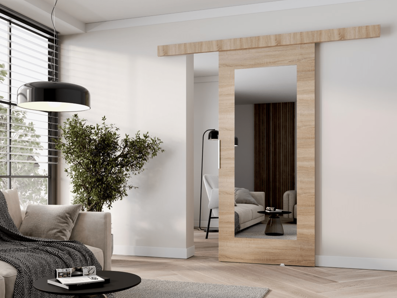 Porte coulissante CLAUDETTE 86 cm sonoma