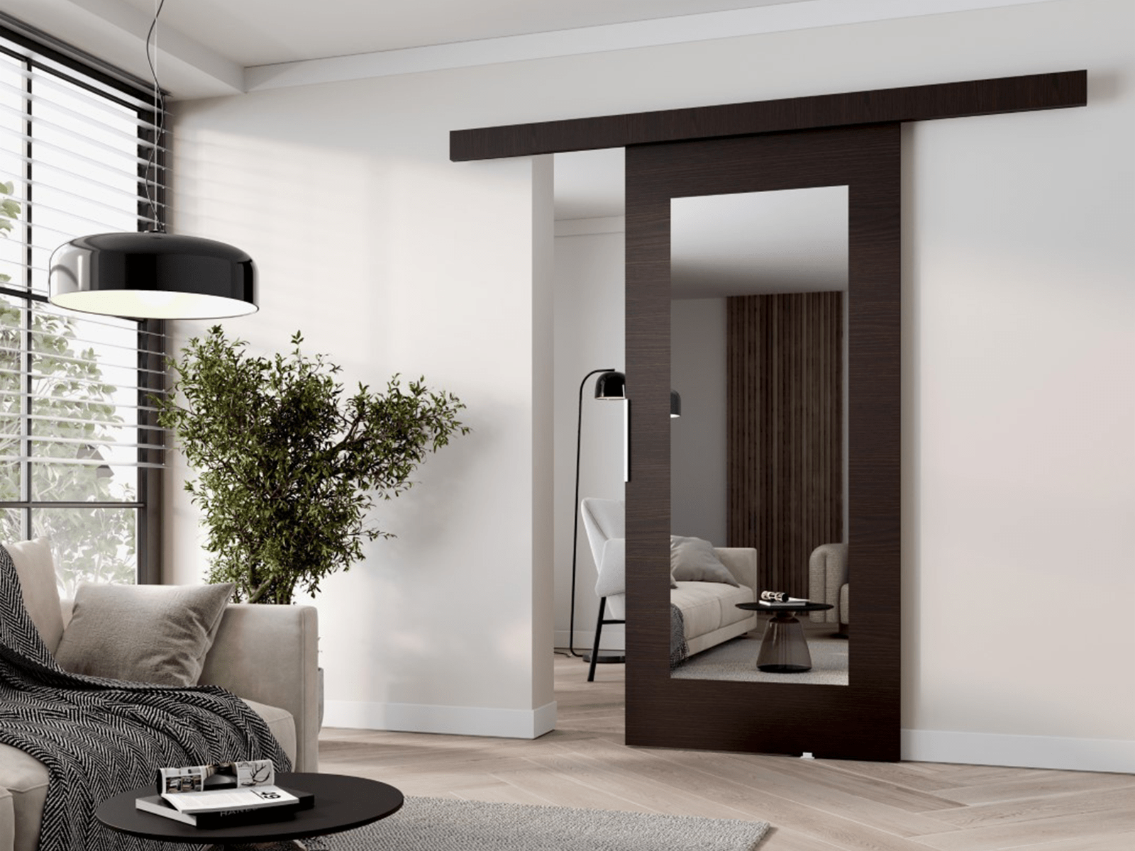 Porte coulissante CLAUDETTE 76 cm wengué