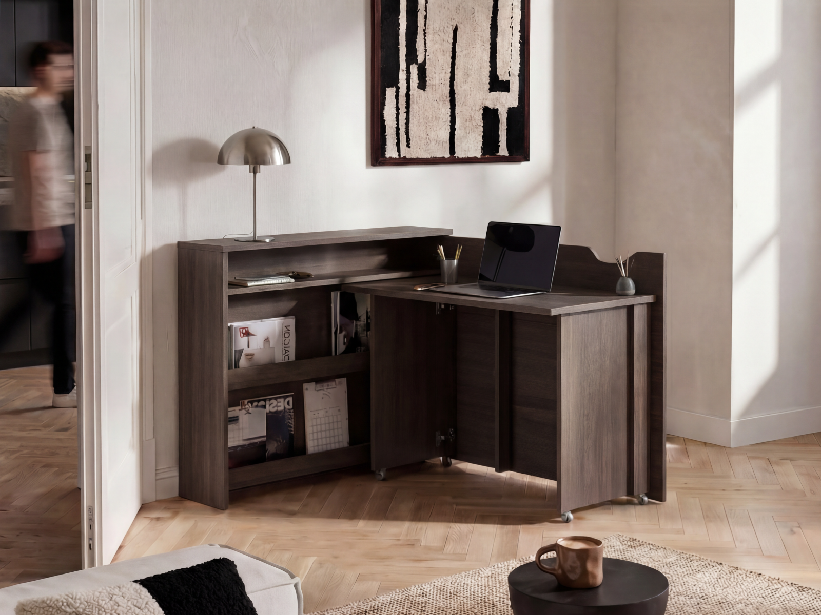 Bureau escamotable CONCEPTION PRO chêne dunin droite