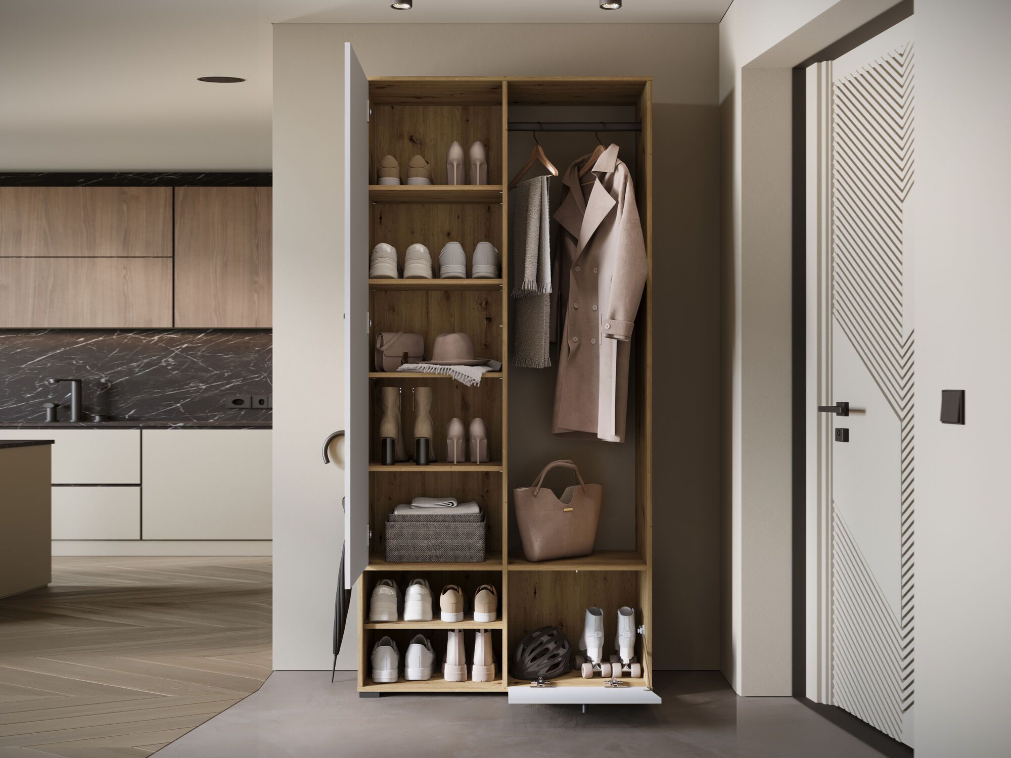 Vestiaire DAFFY 1 porte chêne artisan/blanc