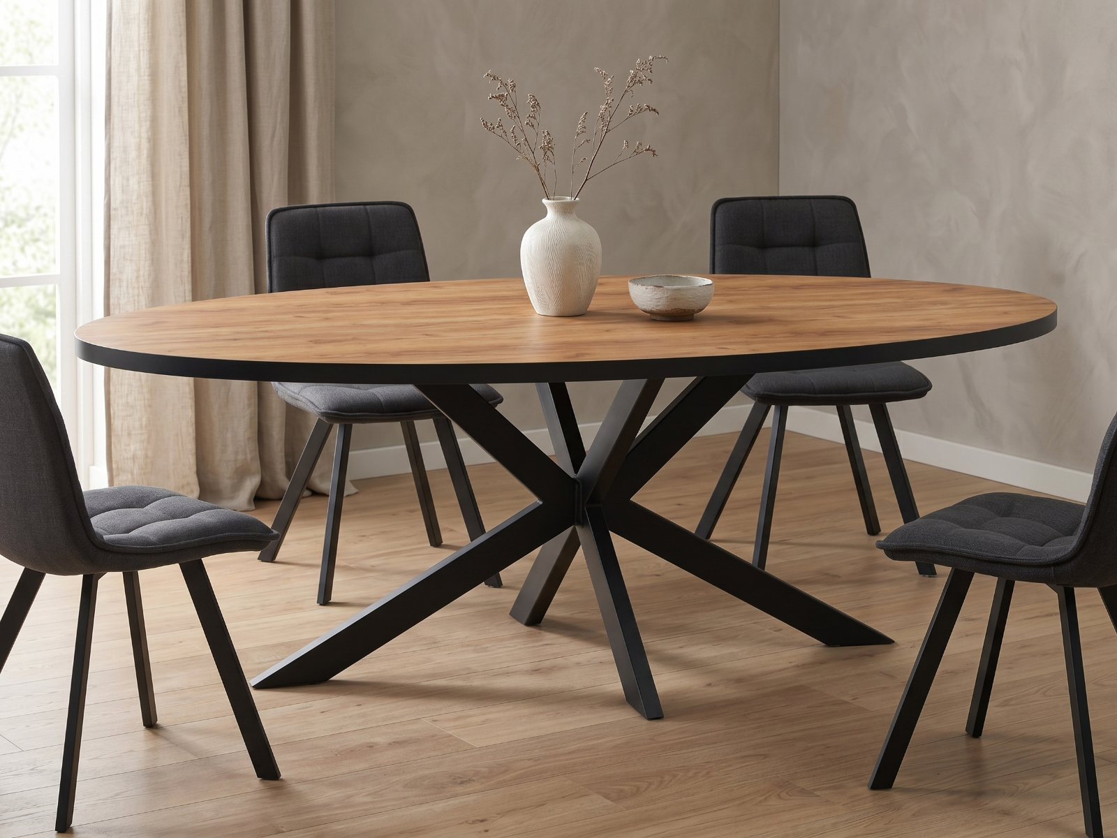 Table repas ovale LANAKO 110x220 cm chêne français d'automne