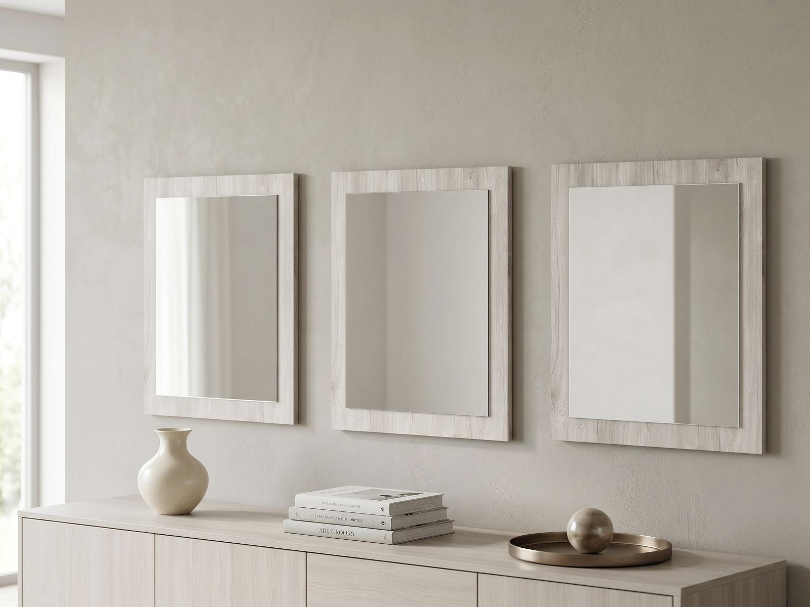 Lot de 3 miroirs ELINA chêne gris