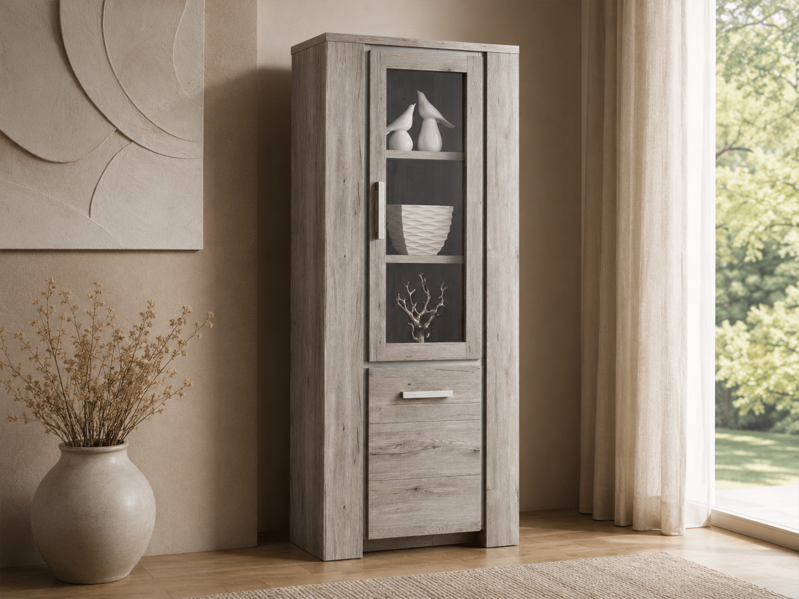 Vitrine ELIA 2 portes chêne rustique