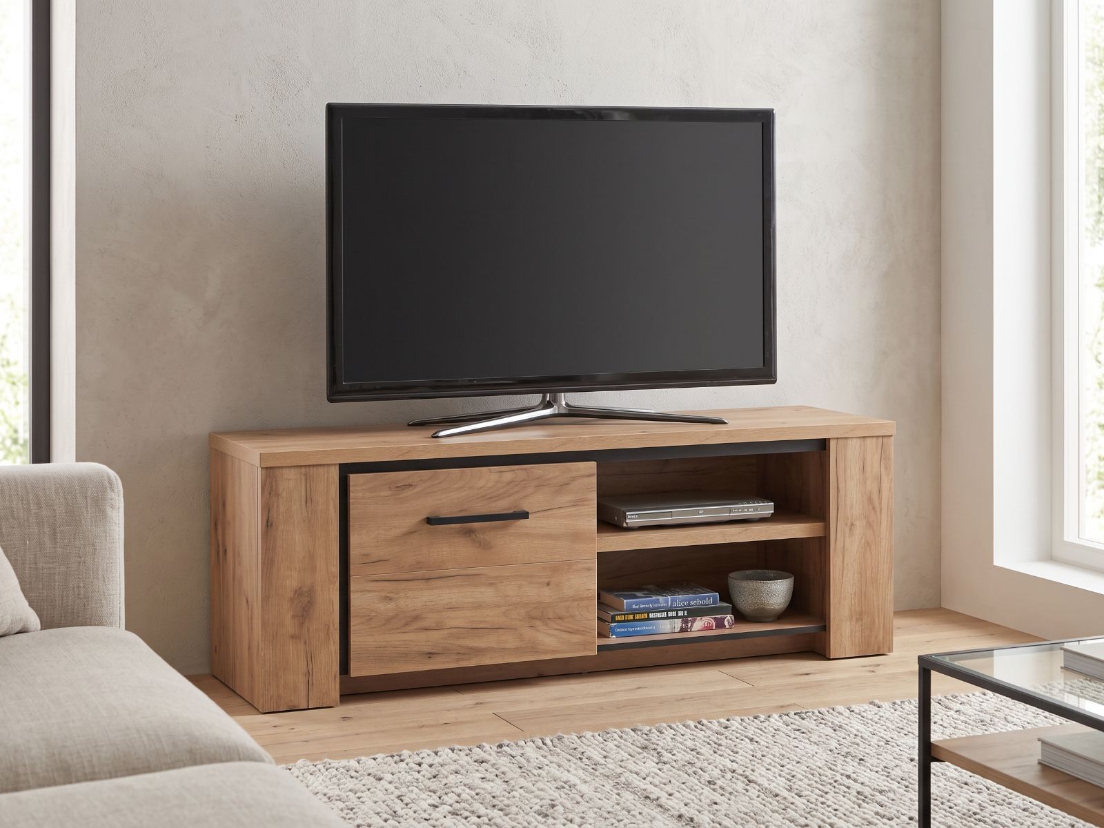 Meuble tv-hifi ELLIOT 1 porte chêne français d'automne