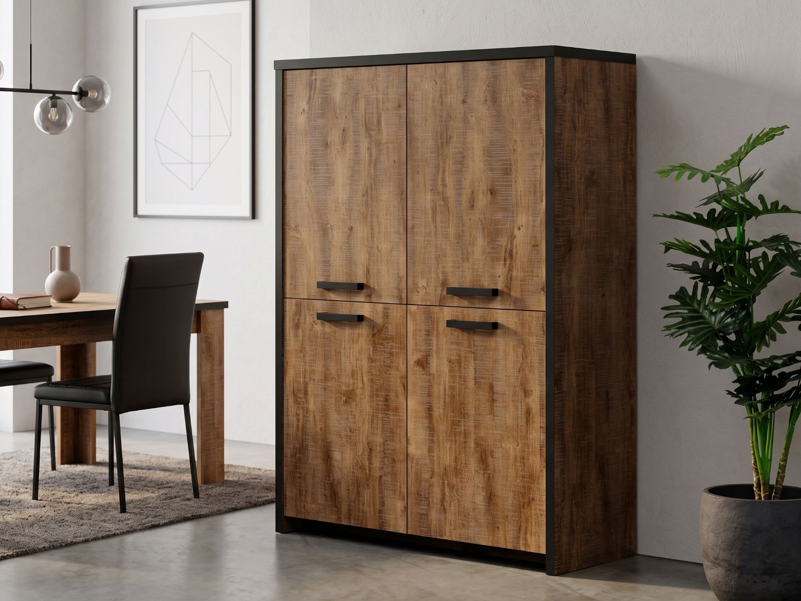 Armoire ETERIAL 4 portes chêne industriel