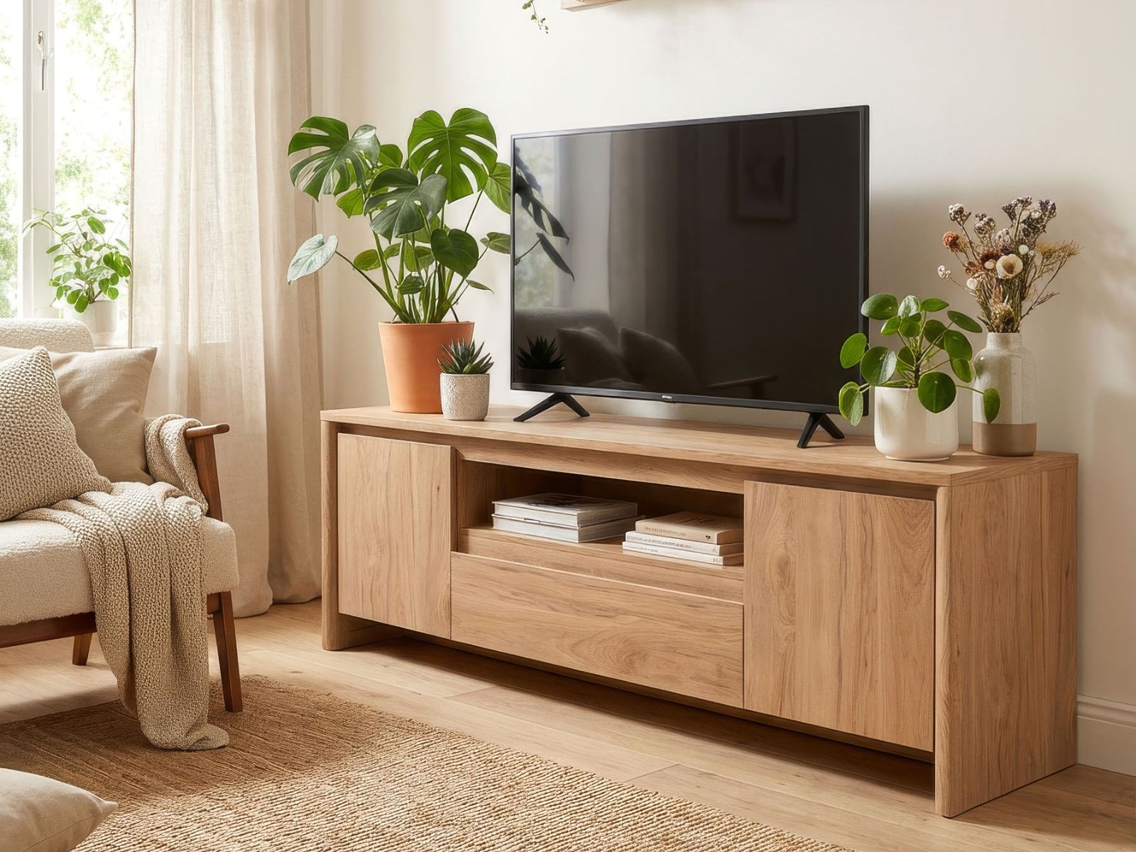 Meuble tv-hifi GENIUS 2 portes 1 tiroir chêne jackson